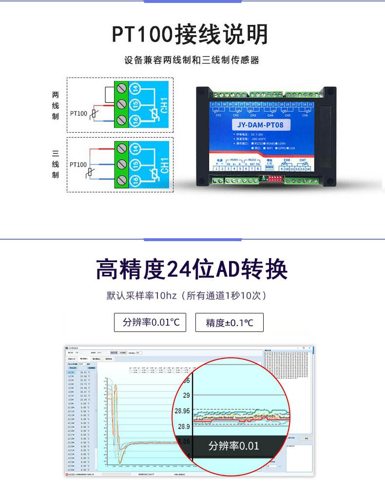 LoRaPT08  LoRa無線測溫模塊高精度轉換