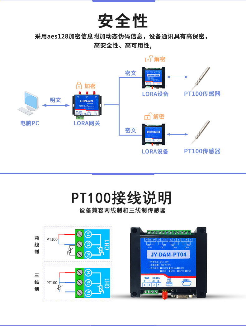 LoRaPT04  LoRa無線測(cè)溫模塊接線說明