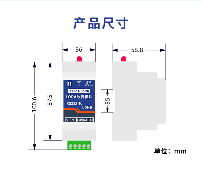 JY-LOT-LoRa JY-LoRa數(shù)傳模塊尺寸