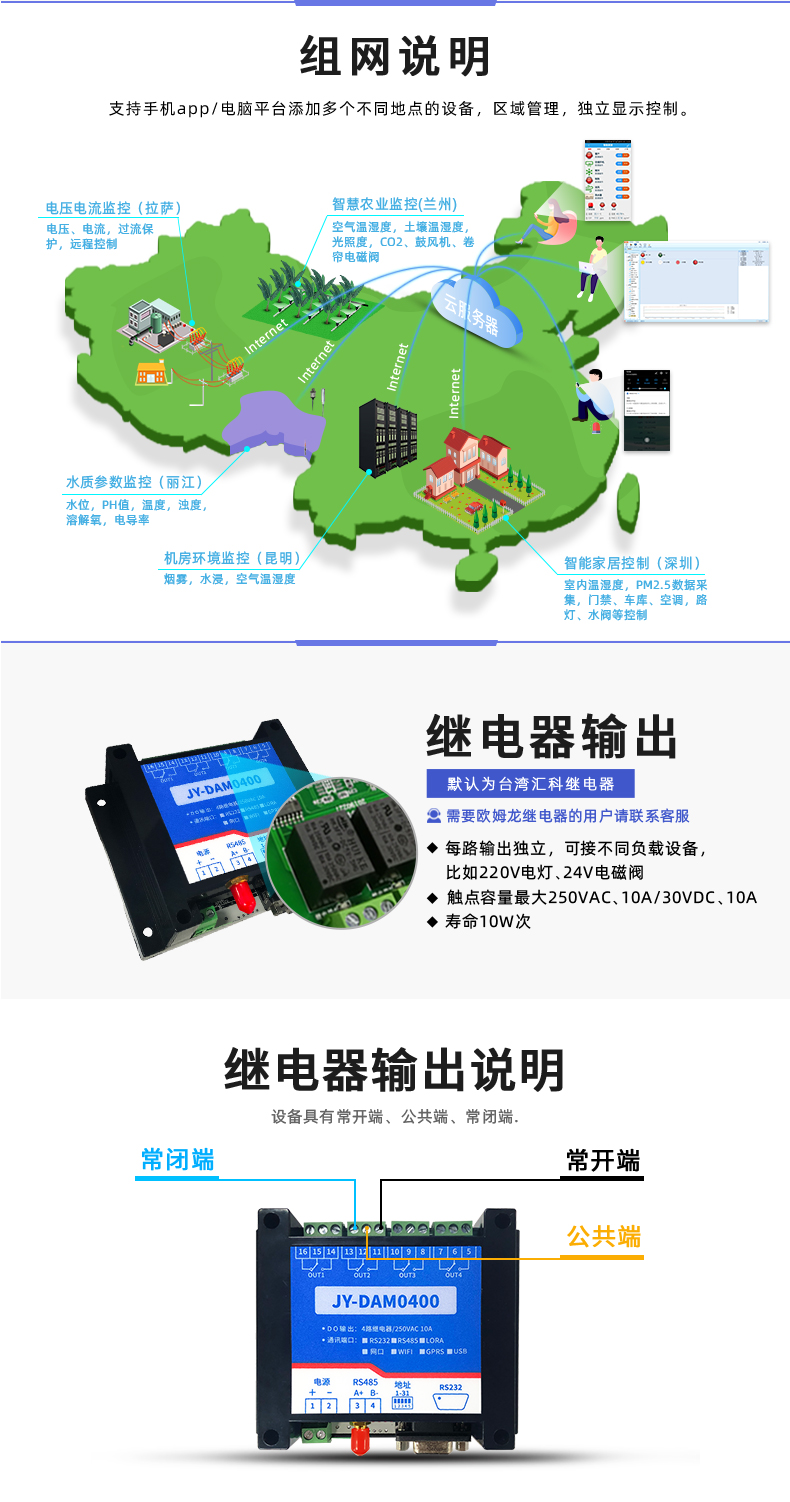 云平臺 GPRS-0400 遠程智能控制器 繼電器輸出說明