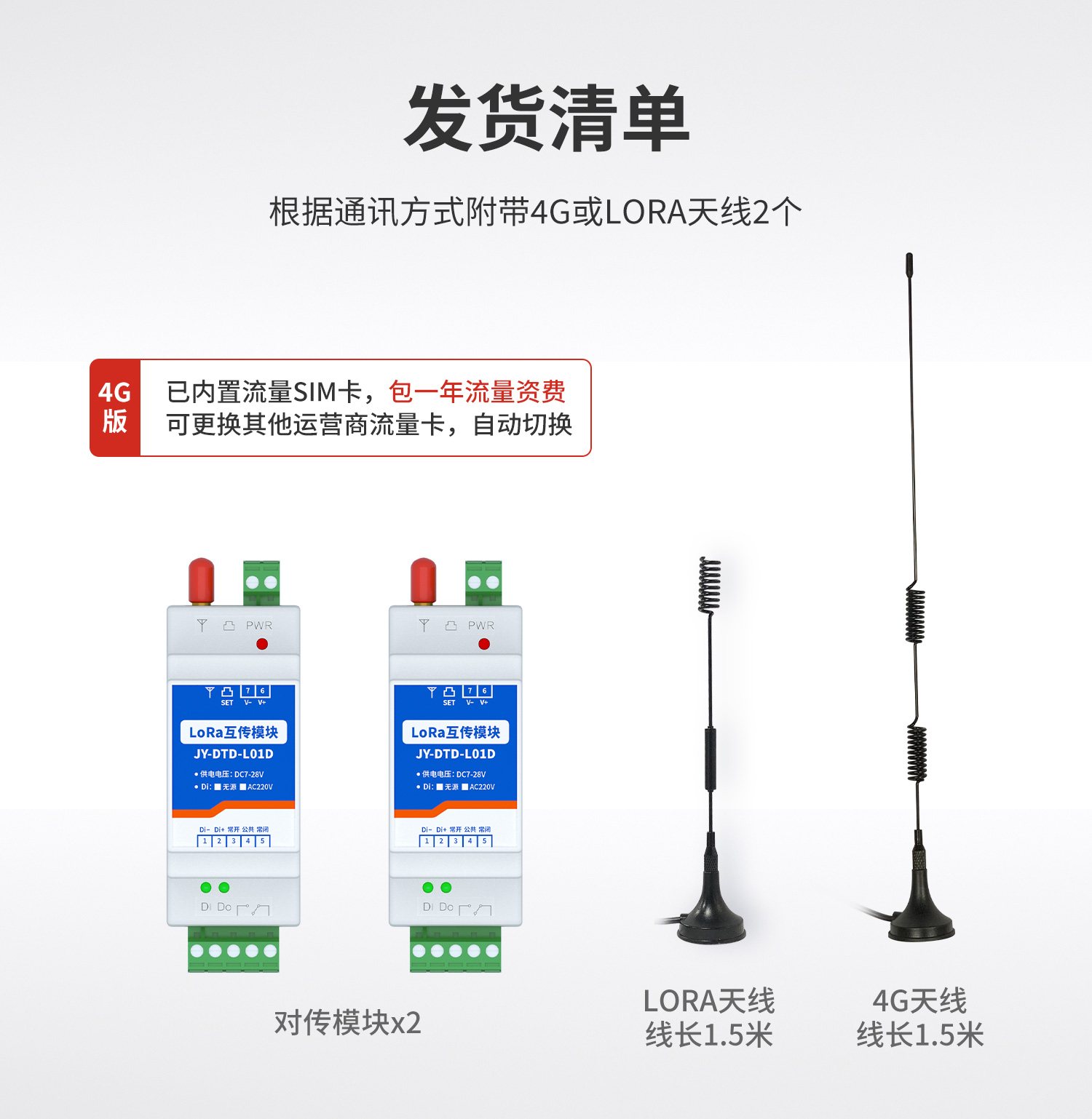 開關量對傳系列產品發(fā)貨清單